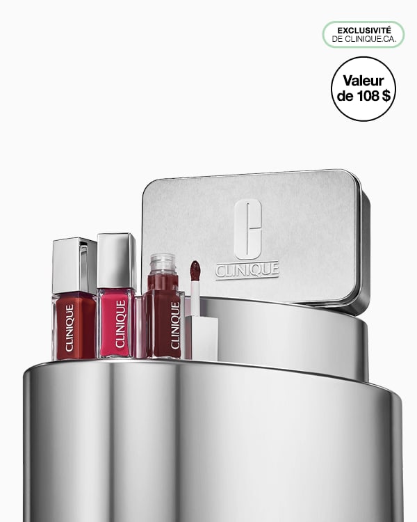 The Honey Lip + Cheek Oil Trio, &lt;b&gt;&lt;span style=&quot;color: #ba0000;&quot;&gt;Excluded from discounts.&lt;/span&gt;&lt;/b&gt;&lt;br&gt;A trio of our lip + cheek oil featuring all 3 Honey shades in a festive tin. Une valeur de 108 $. Exclusivement sur clinique.ca.