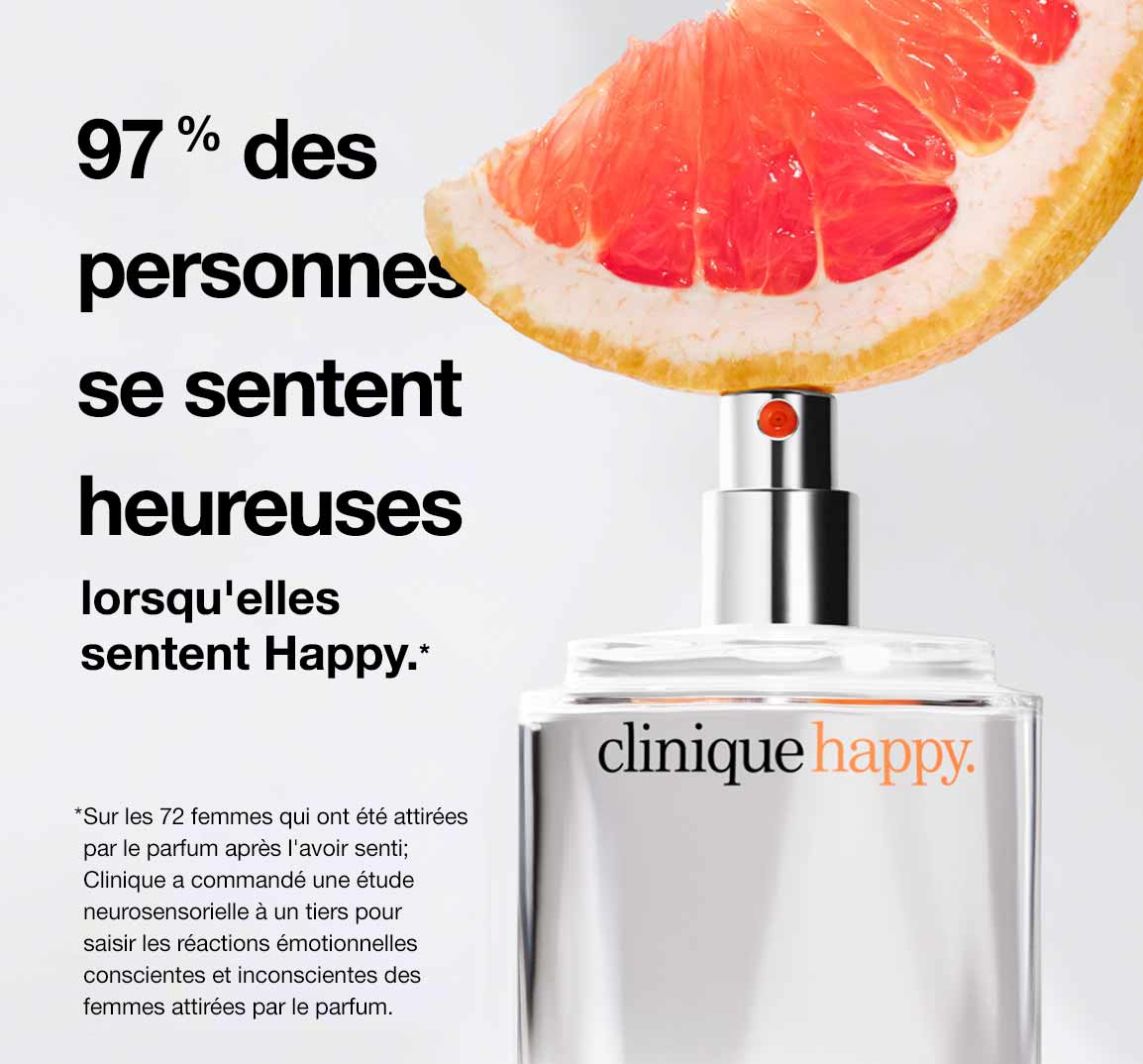 97 % des personnes se sentent heureuses lorsqu'elles sentent Happy.*
