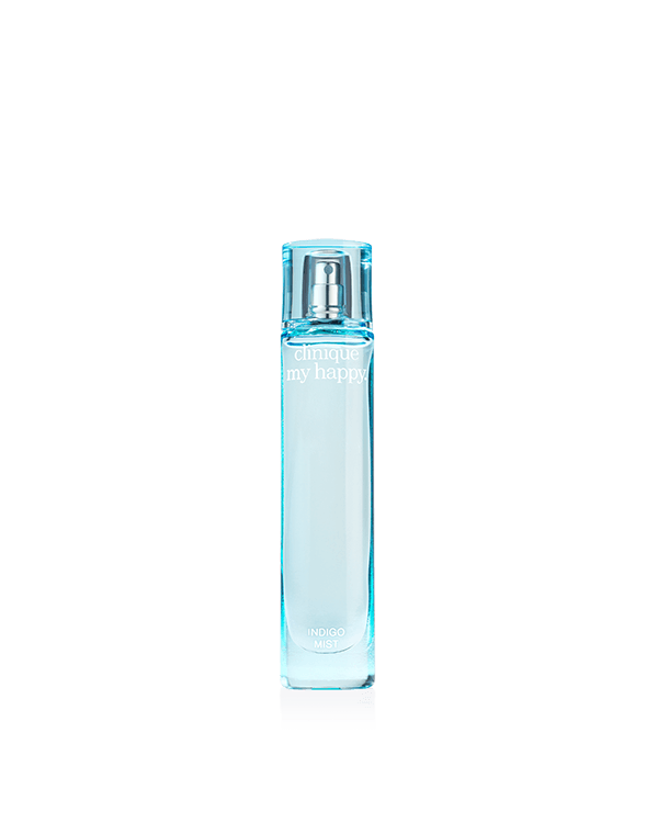 Clinique My Happy™ Indigo Mist, Campanules, notes vertes humides de feuille de melon et de violette.